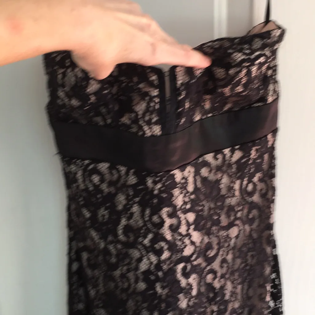 Venus Sexy Lacy Strapless Dress Stretchy Black/Tan/Beige Size Small - Image 5