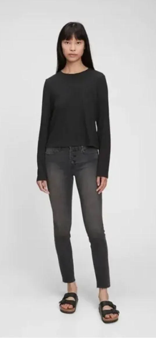 Mid Rise Dark Grey Skinny Jeans - Image 2