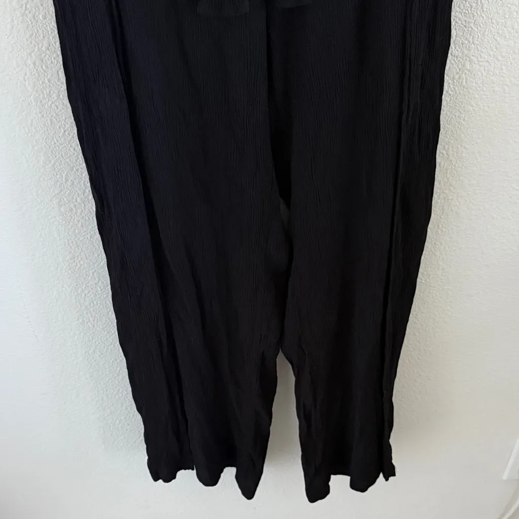 Kona Sol Tie Waist Beach Pool Cover Up Pants Black Medium - Image 6