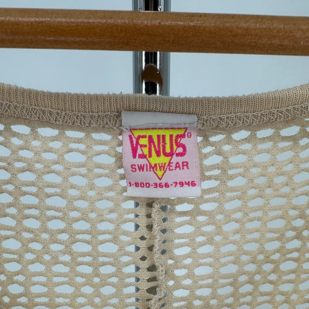 Venus Cream Sheer Open Crochet Knit Sleeveless Coverup Dress - Image 8