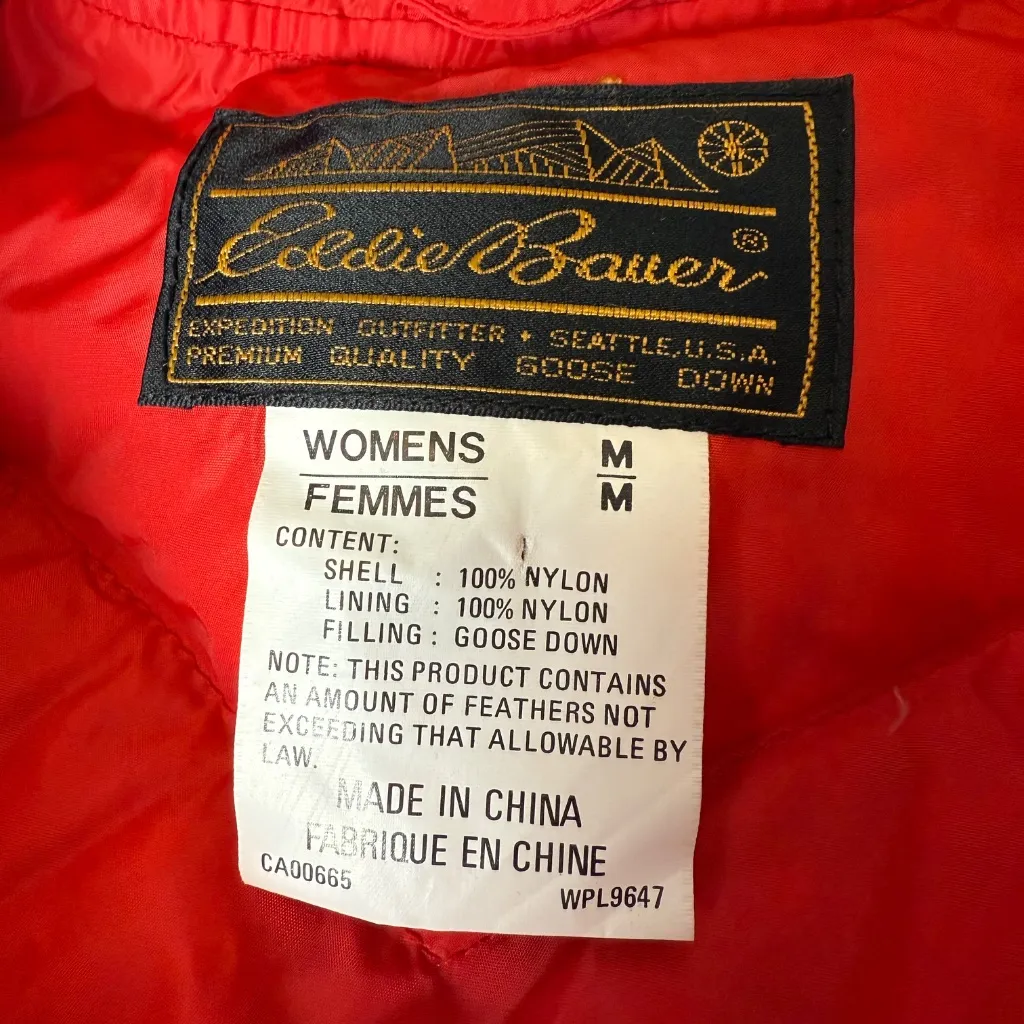 Vintage Eddie Bauer Goose Down Puffer Vest Womens Medium Red 80s 90s Winter Coat - Image 4