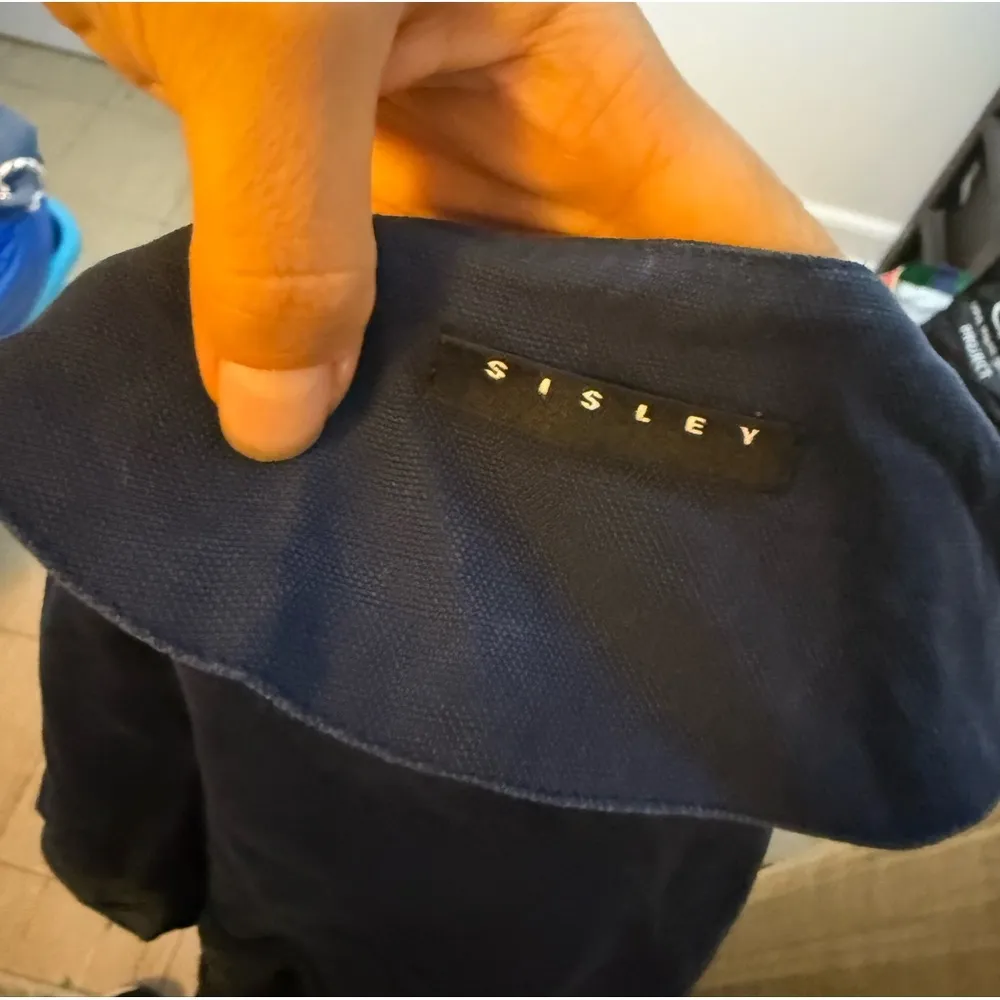 Sisley Navy Blue Lyocell Drapey Trench Coat Size 4 - Image 3