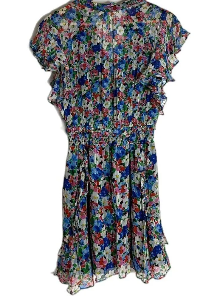 Shoshanna Venezia colorful floral cinch waist Mini Dress size 4 ladies festival - Image 12