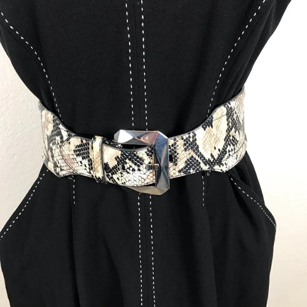 WHBM Faux snakeskin wide stretchy belt S - Image 4
