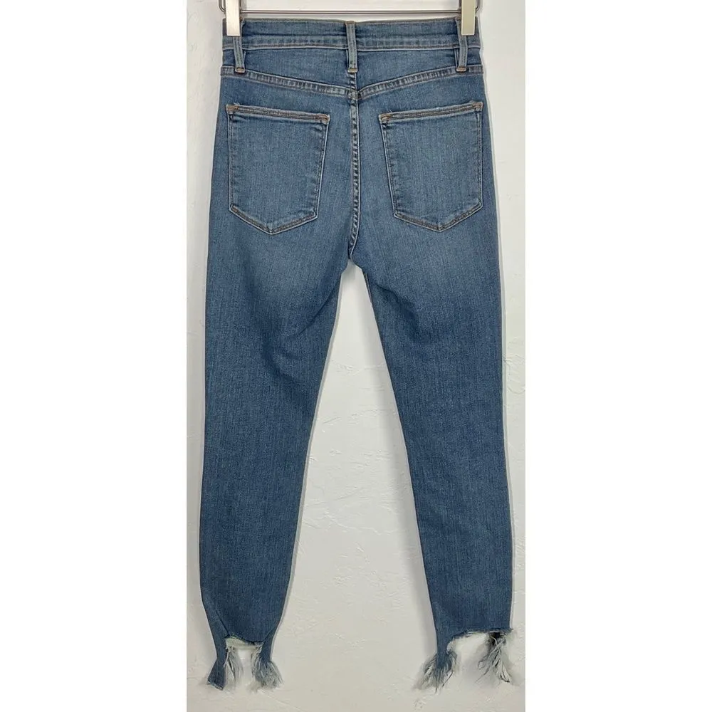 frame denim Frame Le High Skinny Blue Garden Grove Destroyed Hem Skinny Jeans 24 NWT - Image 5