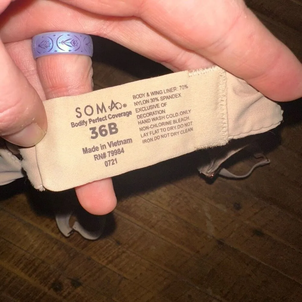 Soma nude 36D Bodily perfect coverage comfortable bra Tan Size undefined - Image 3