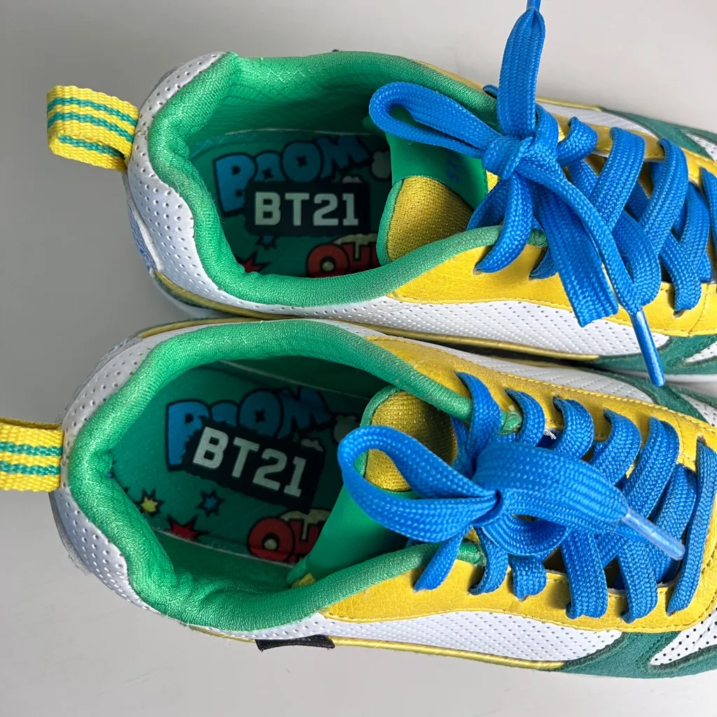 Skechers x BT21 Chimmy Sneakers Green Yellow White Lace‎ Up Shoes US 6 K-Pop BTS - Image 10