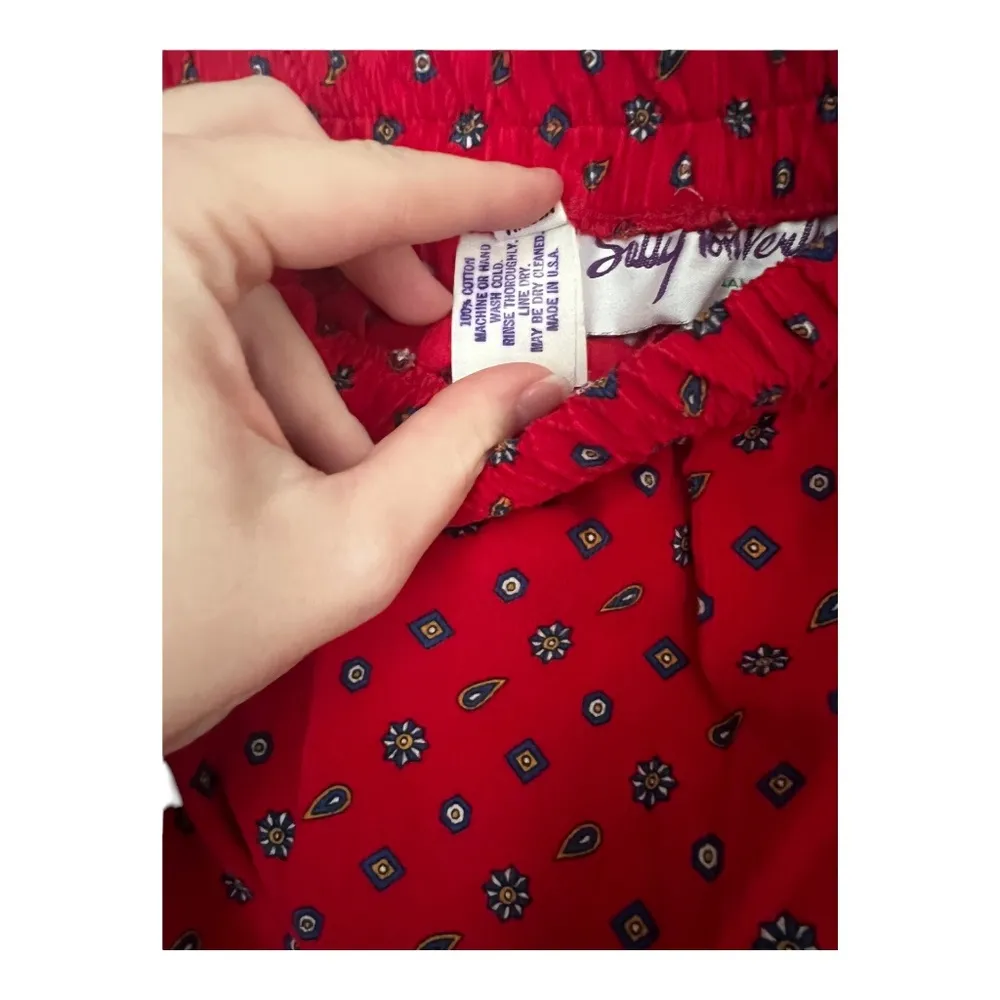 Vintage 1970's Cotton Maxi Skirt Sally Von Verlhof EUC Red Size M - Image 3