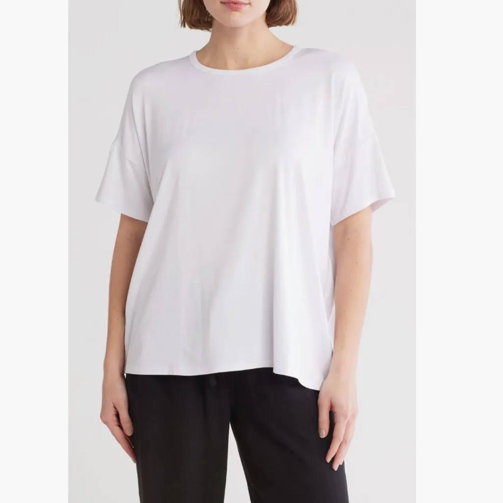 NWT Eileen Fisher Jersey Crewneck Boxy T-Shirt Small, WHITE Oversized - Image 2