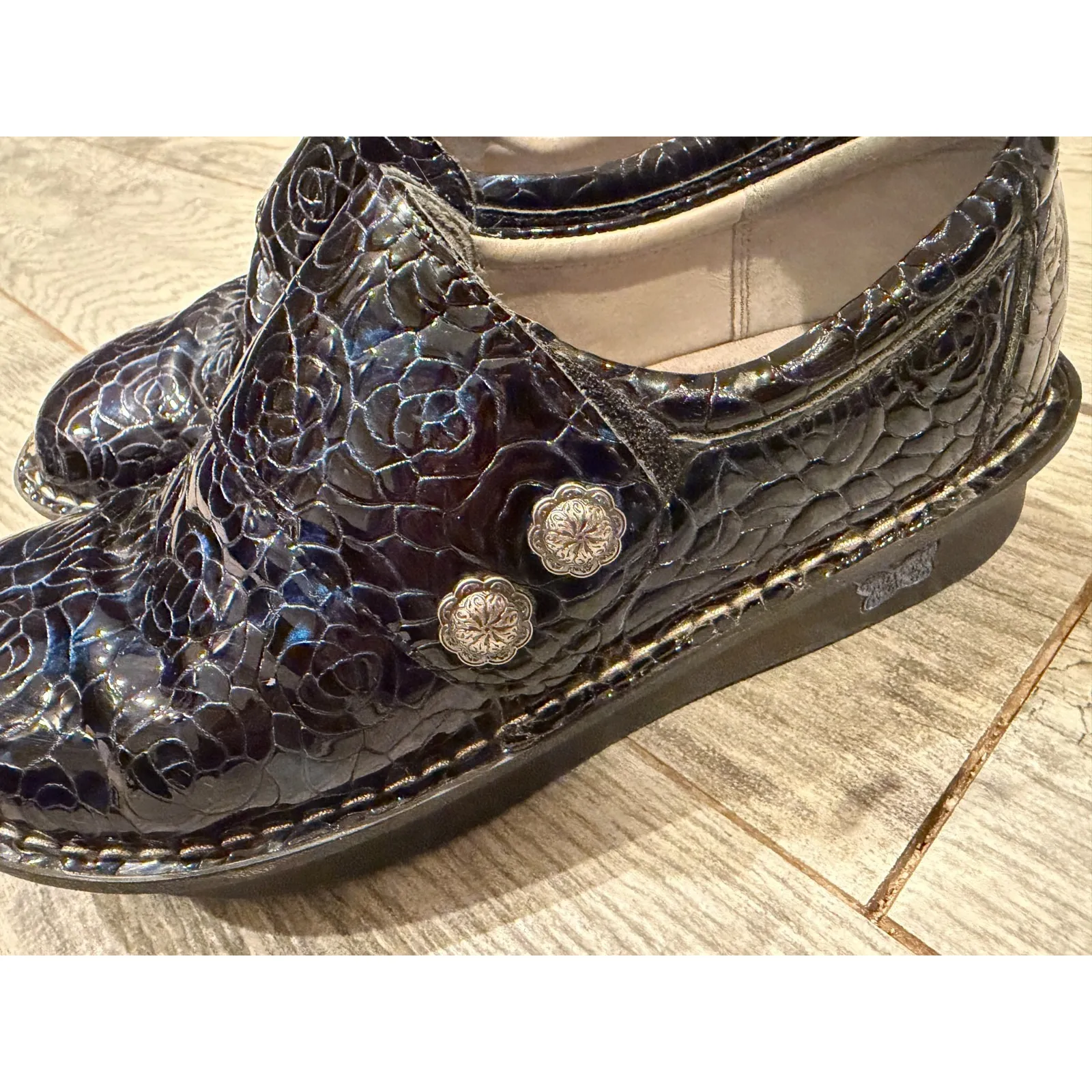 Alegria Deliah Moody Blues Shoes 37 clogs 7‎ 7.5 Patent Slip On Mules DEL-7506 - Image 7