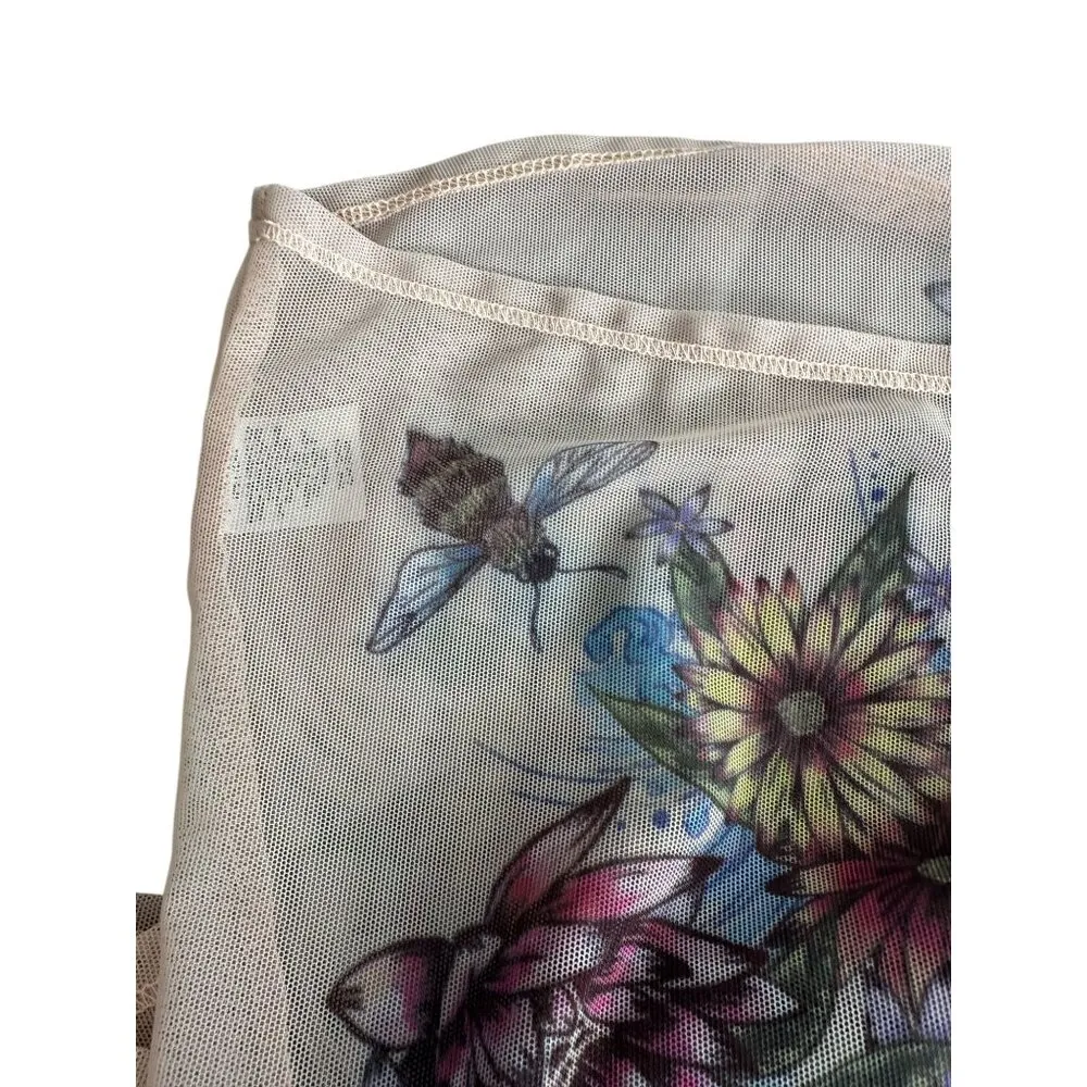 LUCKY IN LOVE X Bethanie Mattek Sands Worn White Floral Mesh Top Skort Set Sz M - Image 12