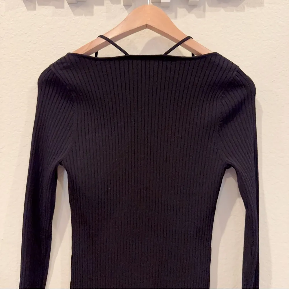 ASTR Black Long Sleeve Ribbed Knit Bodycon Mini Dress Size Small NWT - Image 5