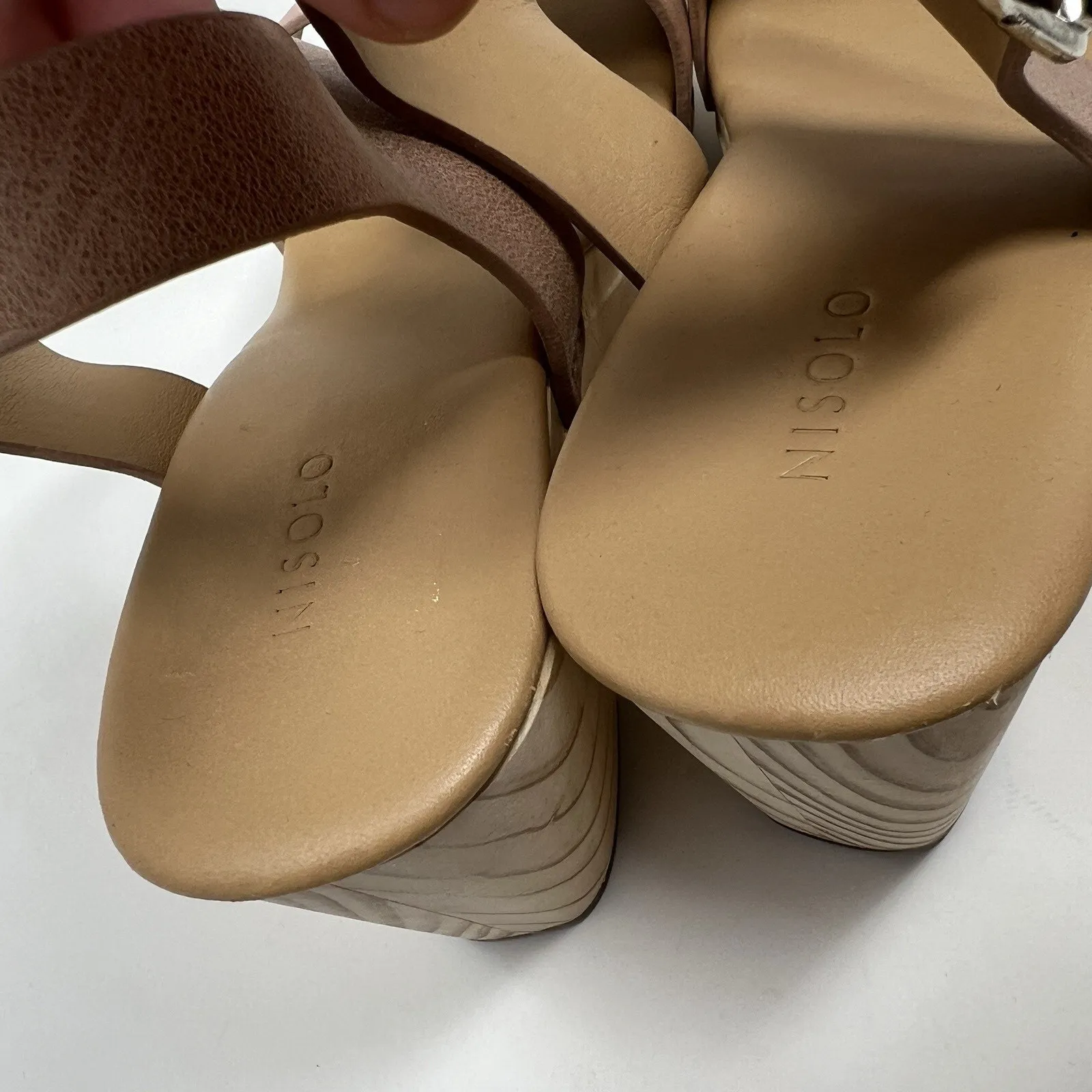 Nisolo All Day‎ Open Toe Clog Sandals Almond Brown Leather Platform Shoes Size 9 Tan - Image 12