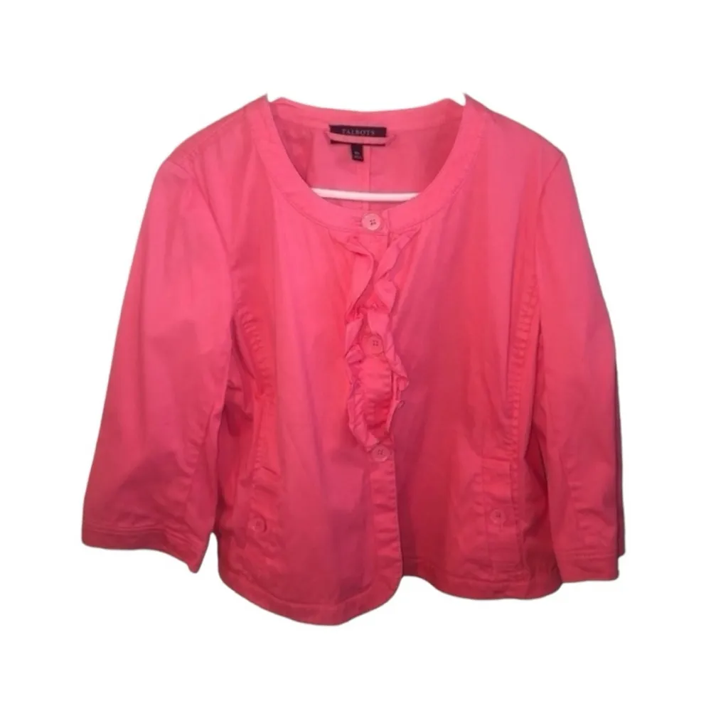 Talbots Petite Women Coral Ruffle Jacket - Image 4