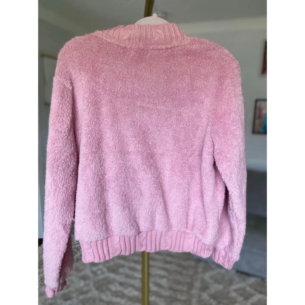 Olivia Sky Blush Bomber Jacket Fuzzy Cozy Winter Buttery Soft Zip Baddie NWTs M - Image 3