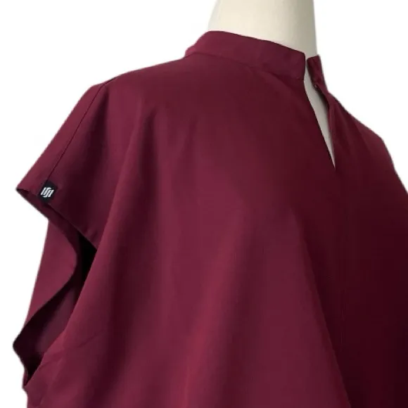 Jaanuu Scrub Top New Aris V-neck Pockets Burgundy Merlot Women’s Plus Size 2X - Image 8