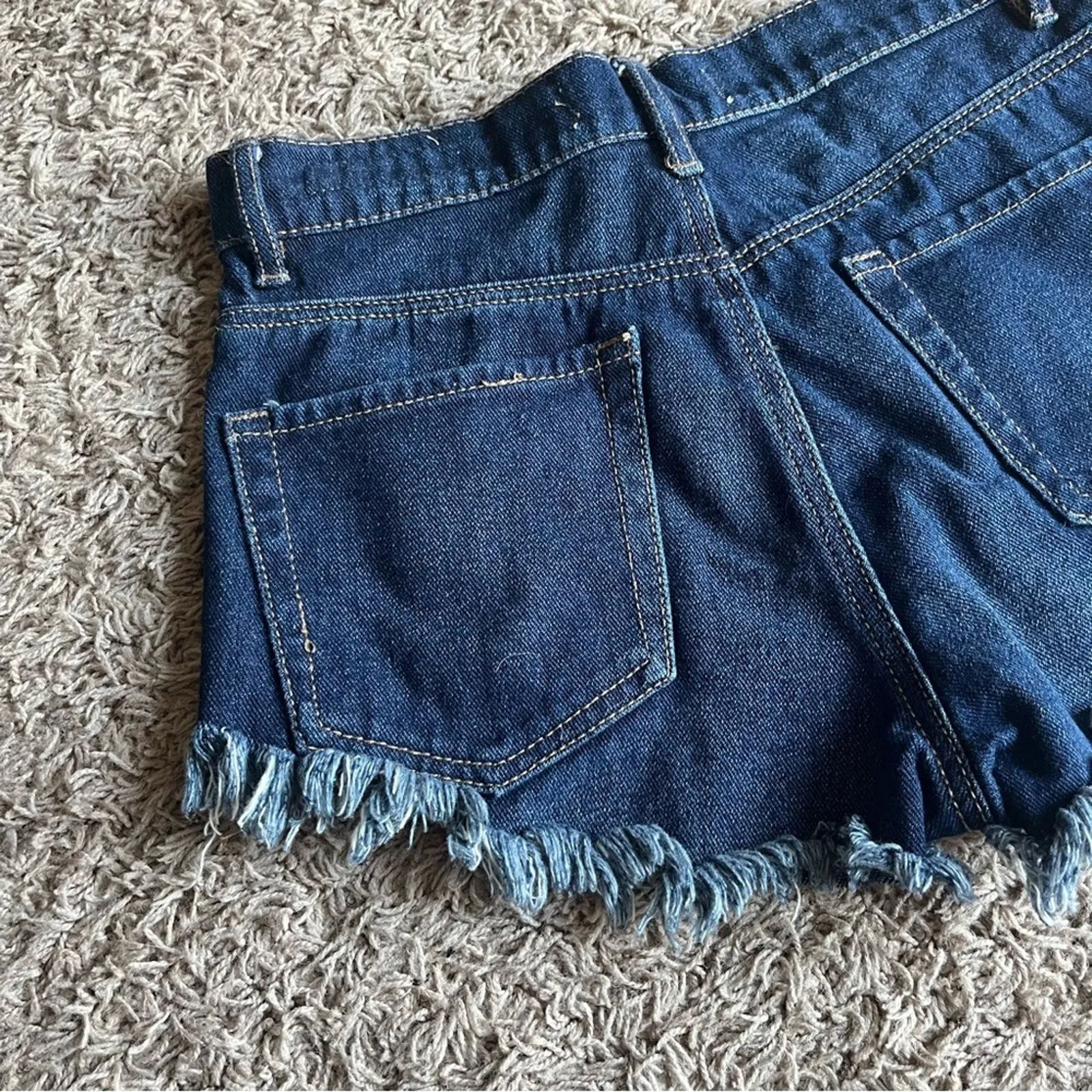 Bullhead Denim Co. Dark Wash Button Fly High Rise Jean Shorts Size 25 Blue - Image 11