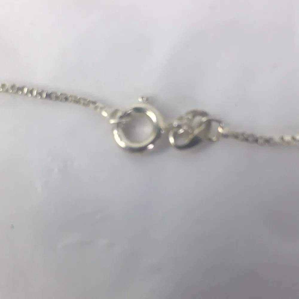 Vintage carved turquoise necklace sterling chain 17" Blue - Image 5