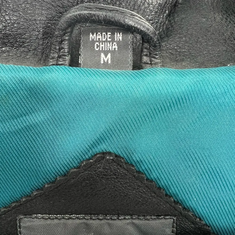 Outdoor Exchange leather jacket coat vintage tie waist medium belted black - Image 5