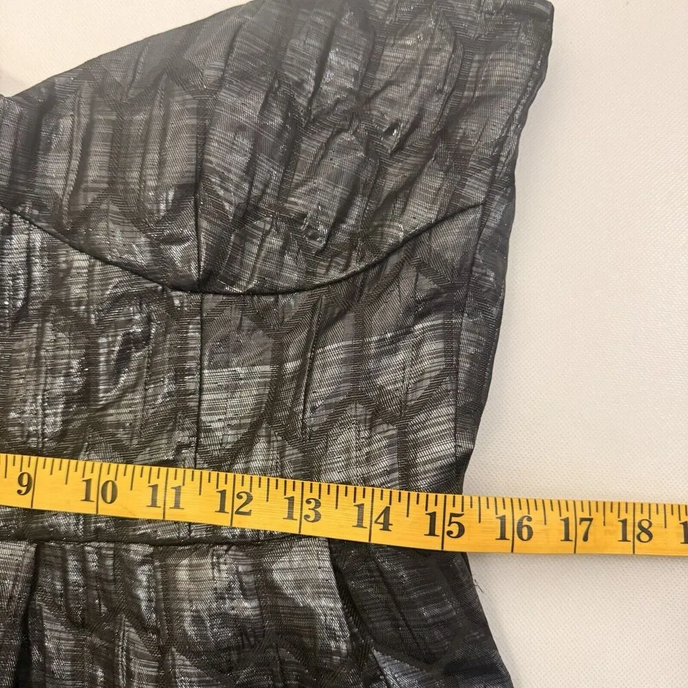 Mink Pink Dress Womens Large Black Silver Grid Iron Sweetheart Strapless Party - Image 11