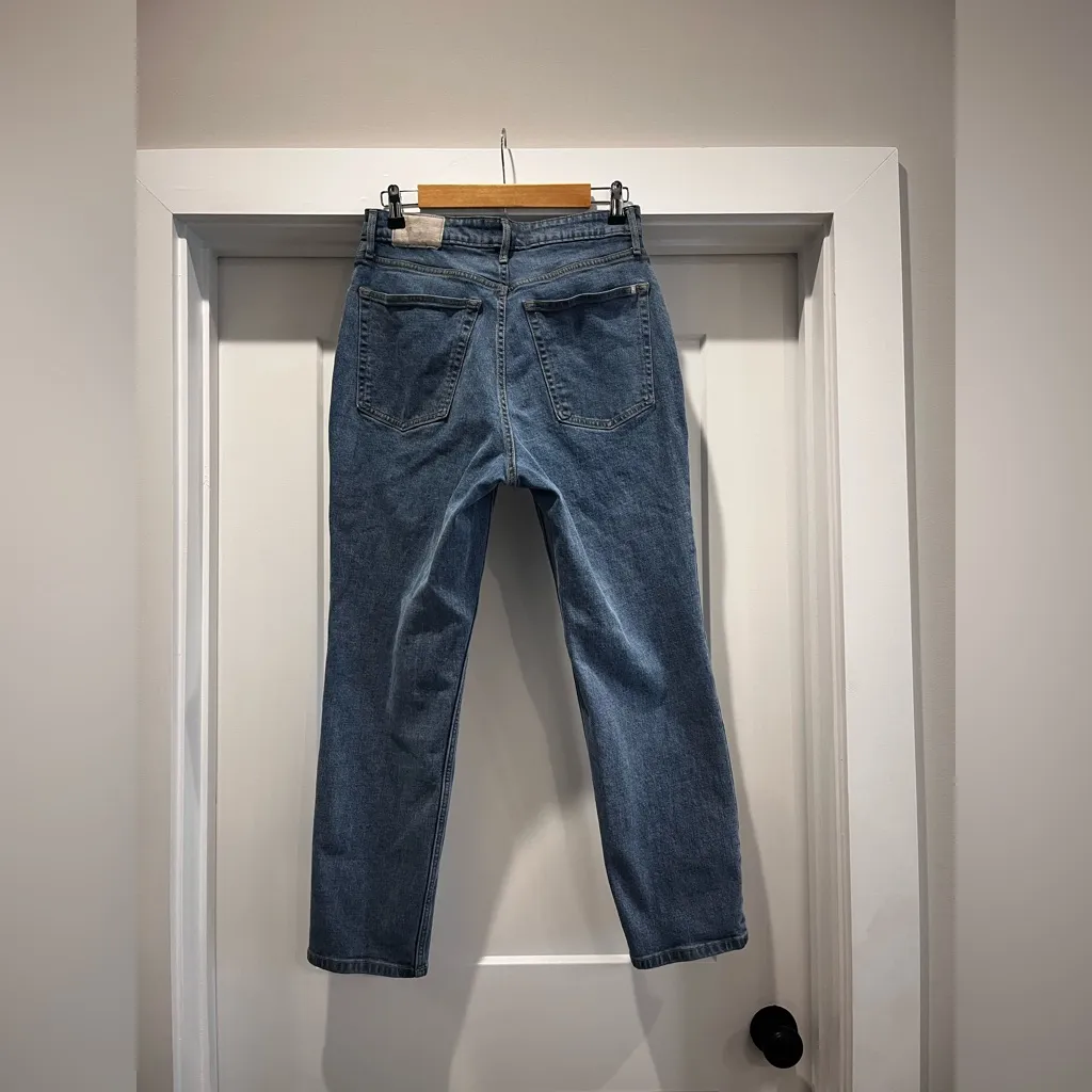 Everlane The Curvy Cheeky High-waisted Straight Leg Blue Denim Jeans Size 30 - Image 16