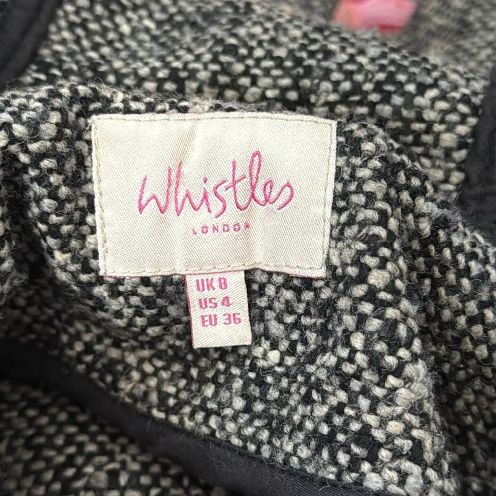 Whistles Black & Gray Tweed Toggle Horn Button Up Hooded Pea Coat Size 4 - Image 6