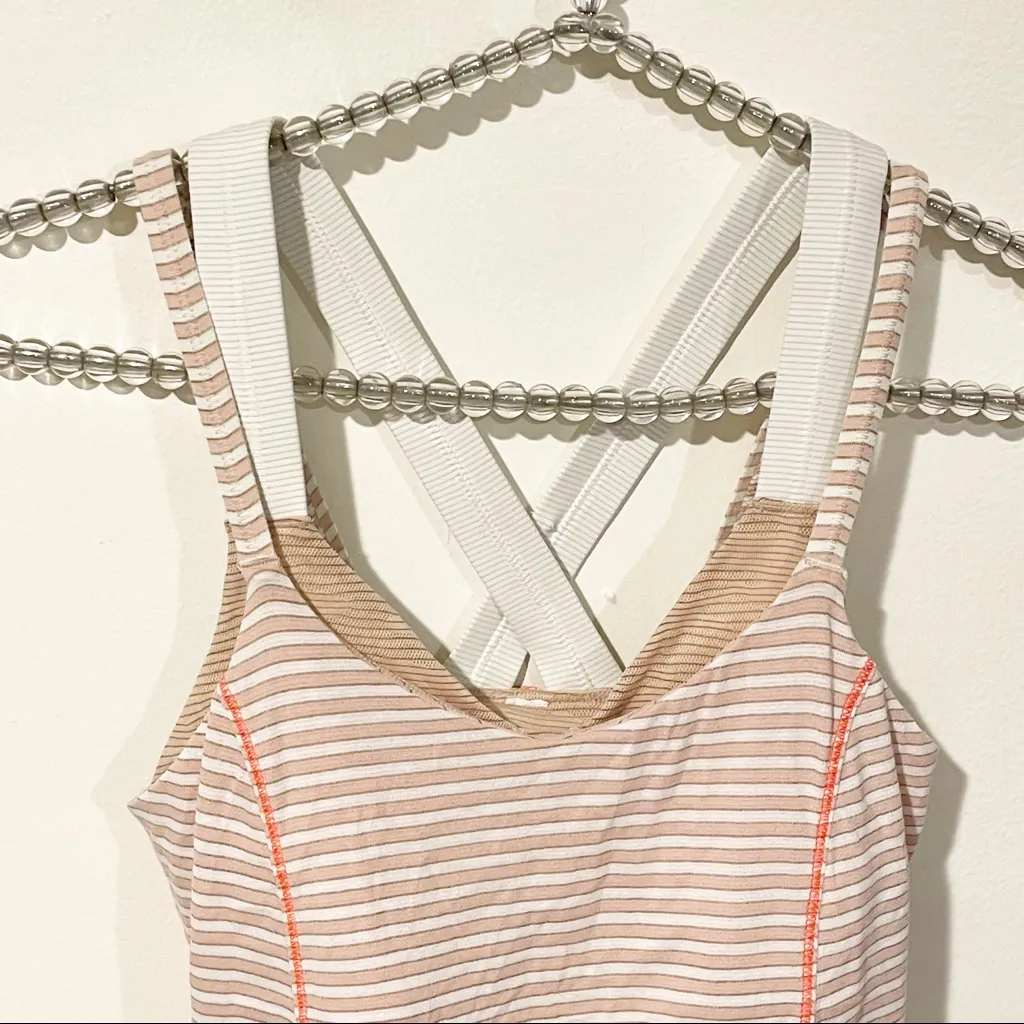 Lululemon Peach Stripe Size 4 Athletic Layered Workout Tank‎ - Image 2
