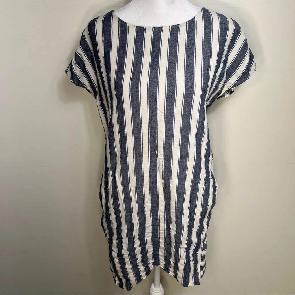 Madewell Casual summer Blue and White Striped linen Midi Dress size XS - Image 9