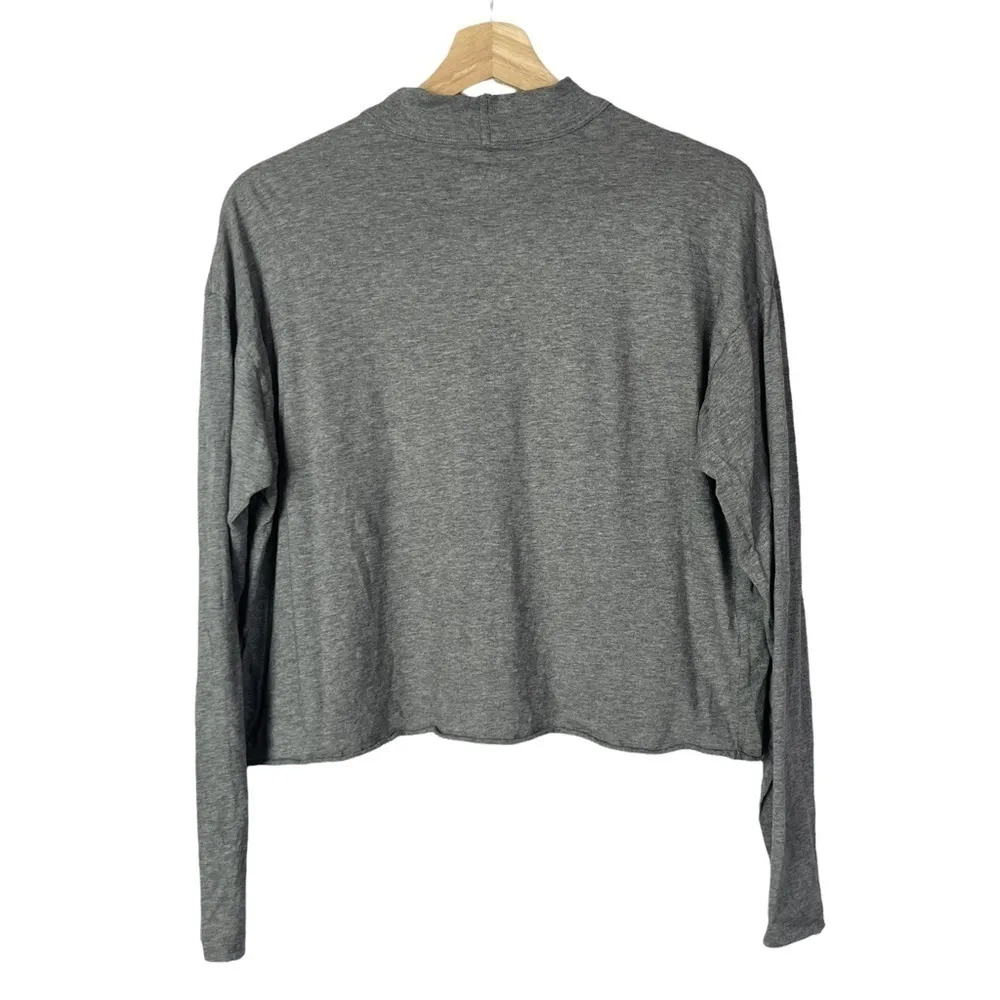Aerie Light Gray Mock Neck Long Sleeve Cropped T-Shirt S - Image 3