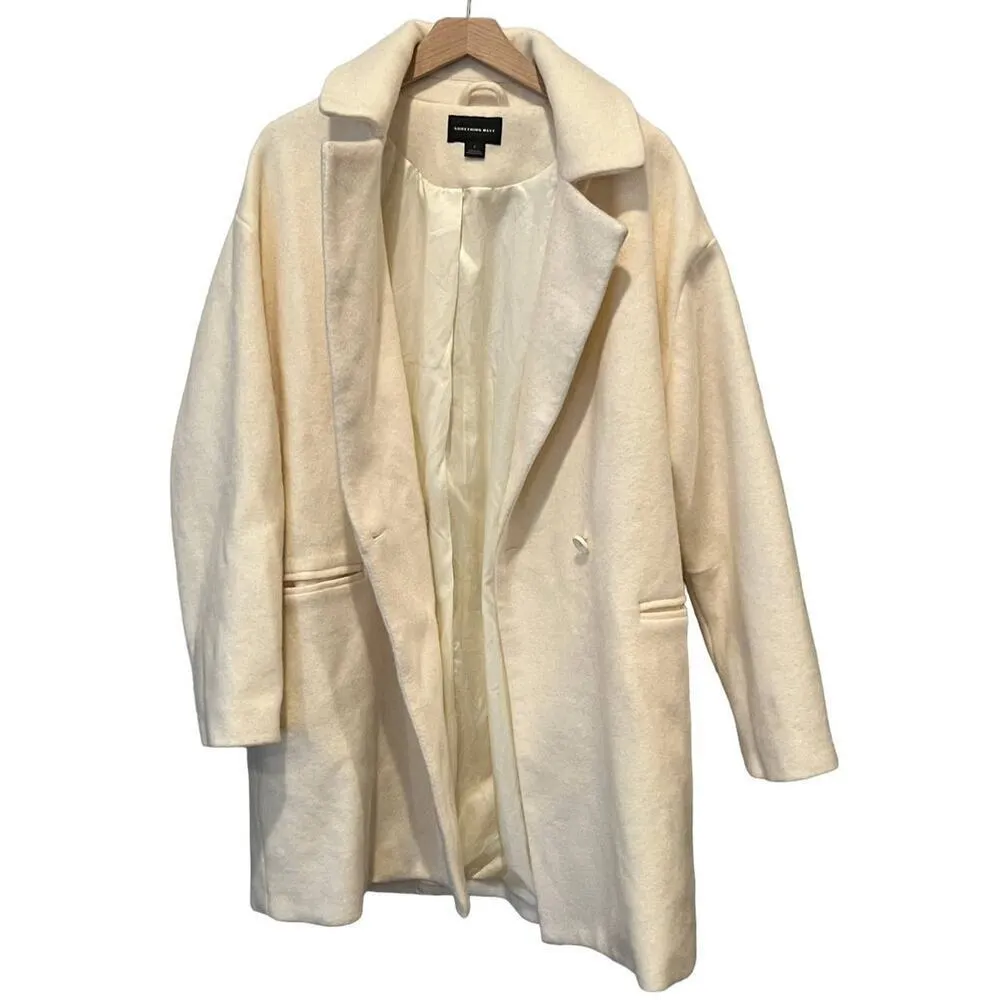 Something Navy Women Double Breasted Jacket in Ivory Size Large - Image 5