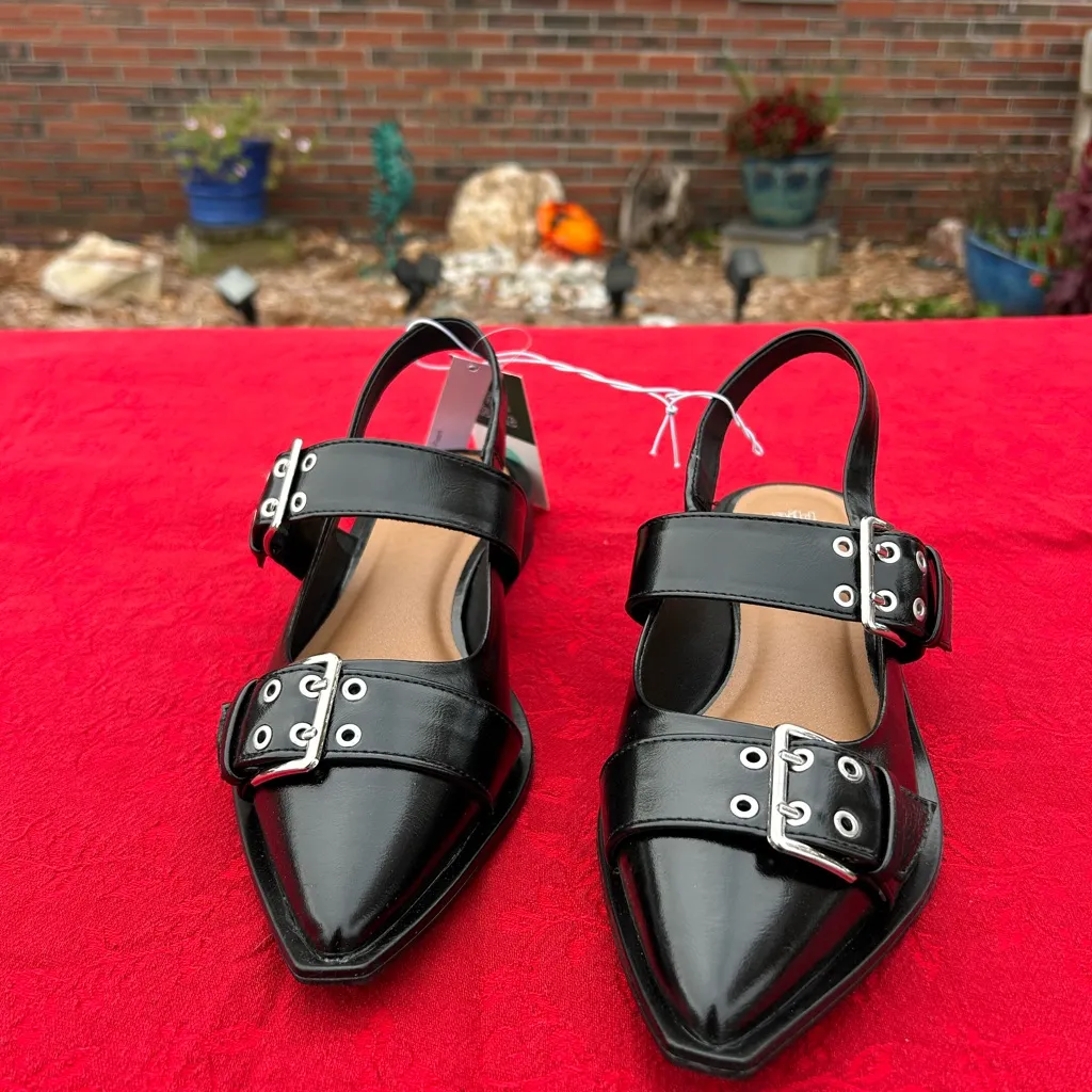 Nwt Size 8.5 Peyton Double Buckle black Slingback Flats by wild fable - Image 3