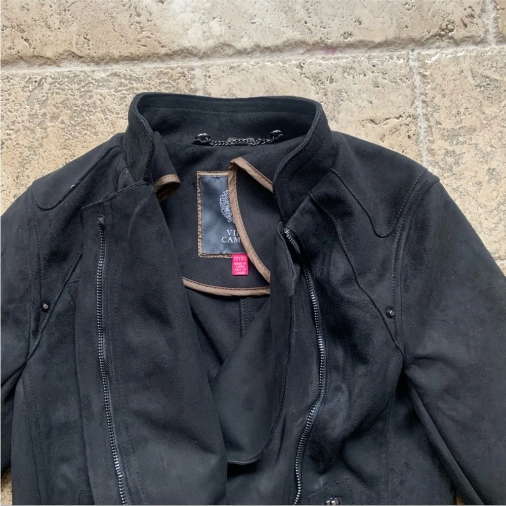 Vince Camuto Vegan Suede Leather Jacket XS Moto Asymmetric Black - Image 11