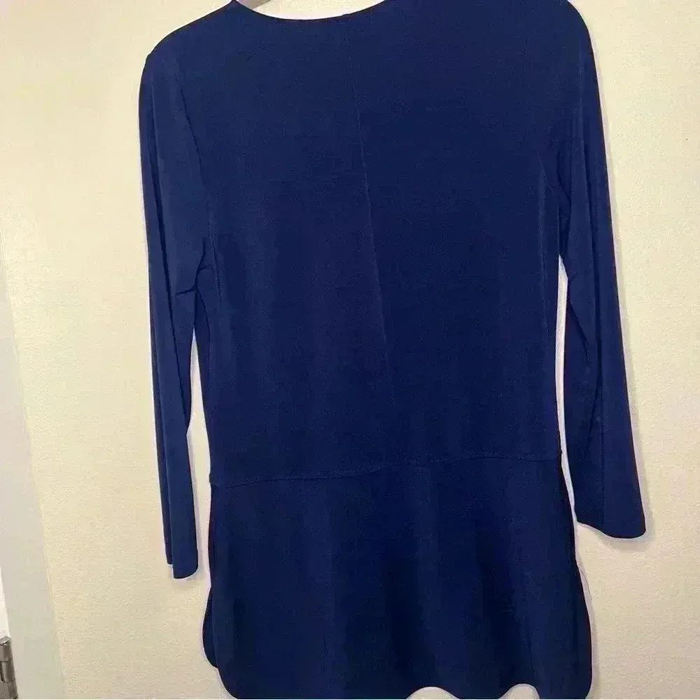 Lauren Ralph Lauren Navy rounded neckline blouse split seam hook & eye closure - Image 8