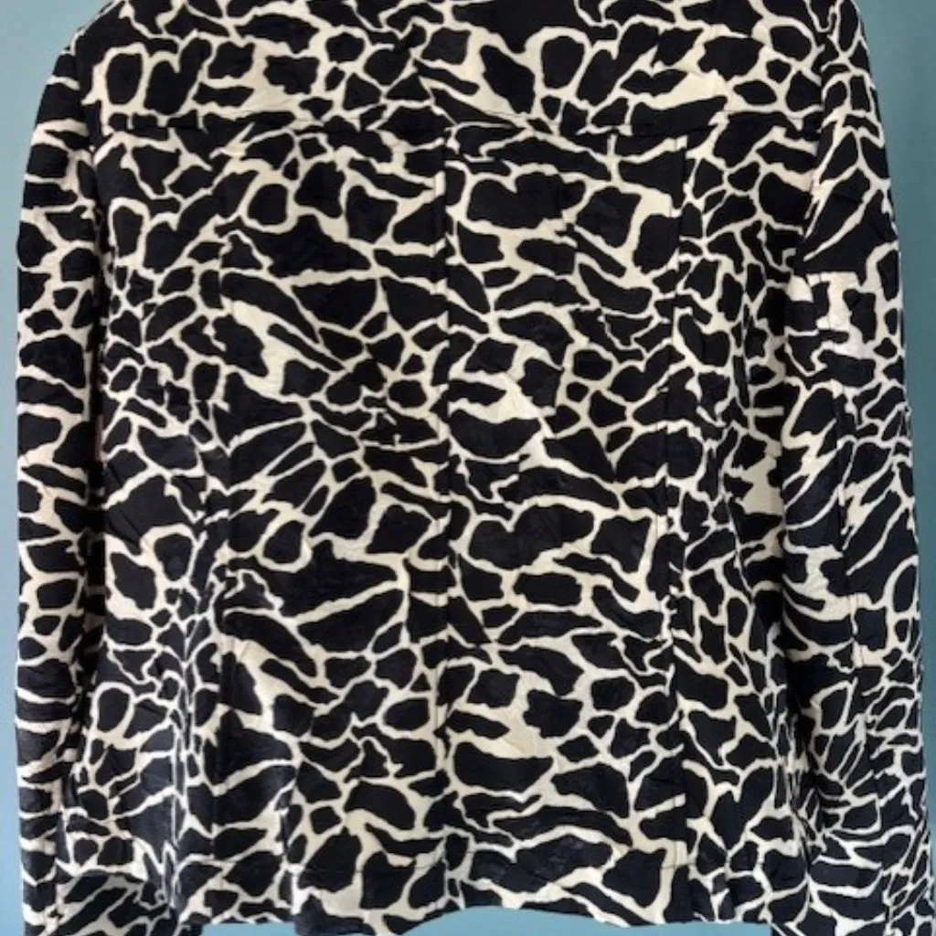 Peck & Peck Collection 14 Black White Zip Abstract Animal Print Bold Statement - Image 3