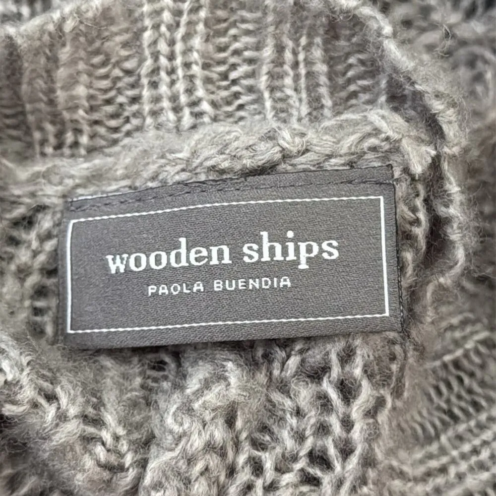 Wooden Ships Gray Cable Knit Pullover Crewneck Sweater - Image 3