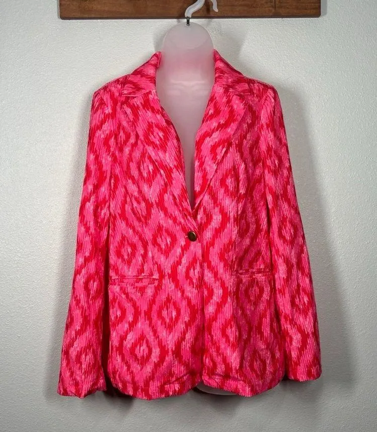 New Savanna Jane Pink Aztec Corduroy Jacket Size Medium - Image 2