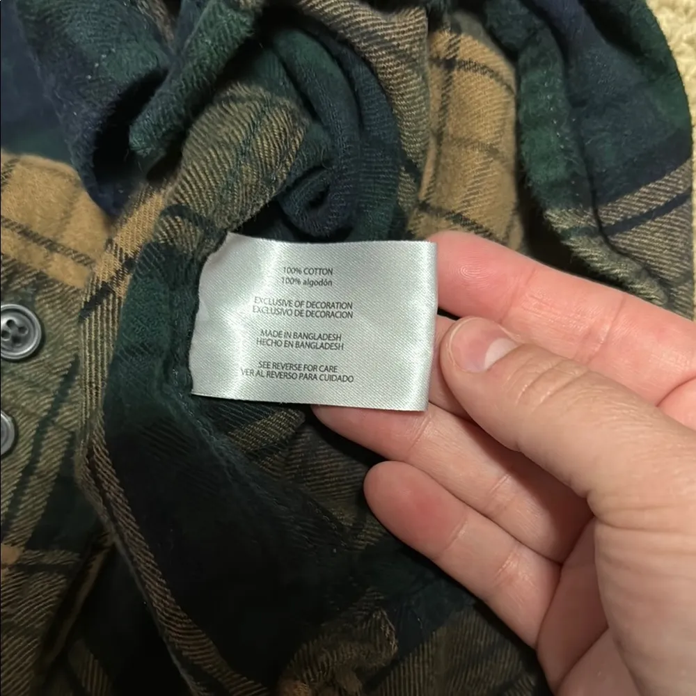 Eddie Bauer Green and Brown Plaid Shirt - Image 4