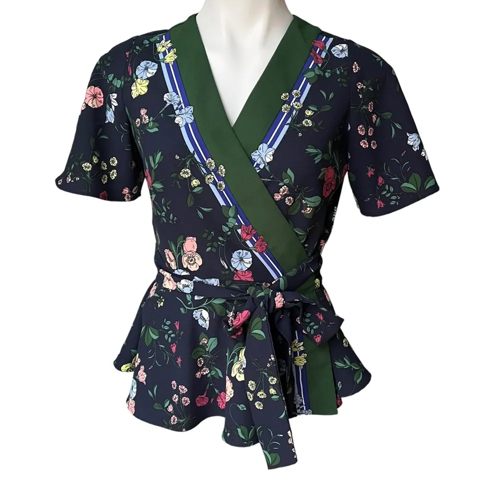 Ann Taylor Floral Flutter Sleeve Kimono Wrap Top - Image 5