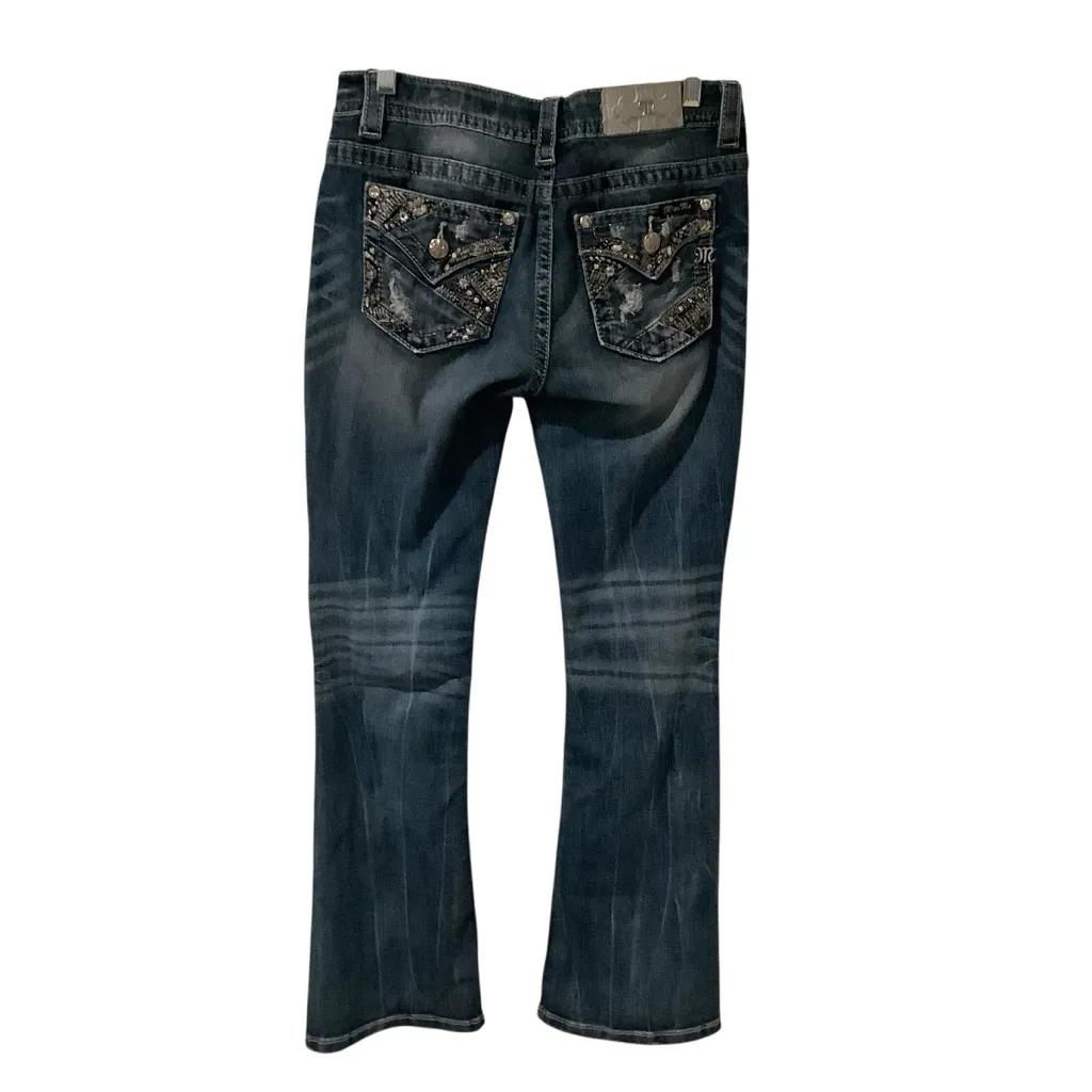 Miss Me Dark Blue Embellished Jeans WORN ONCE Size 27”x31” - Image 4