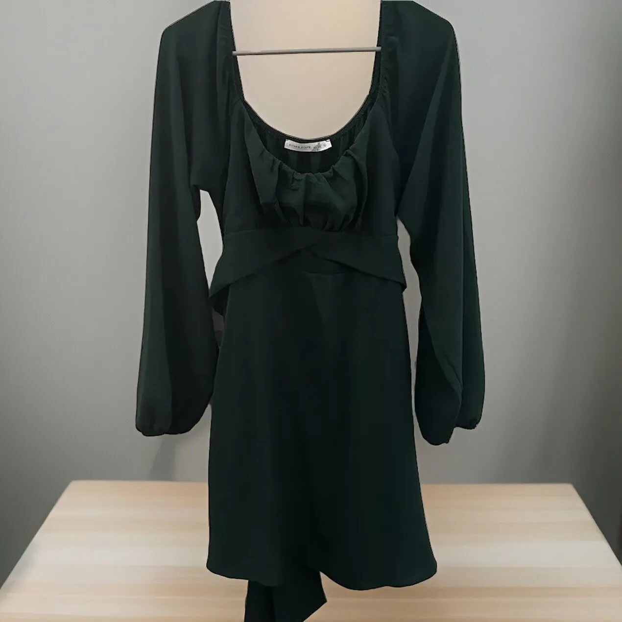 Alter'd‎ State Dark Green Chiffon Long Sleeve Dress Size Large - Image 6