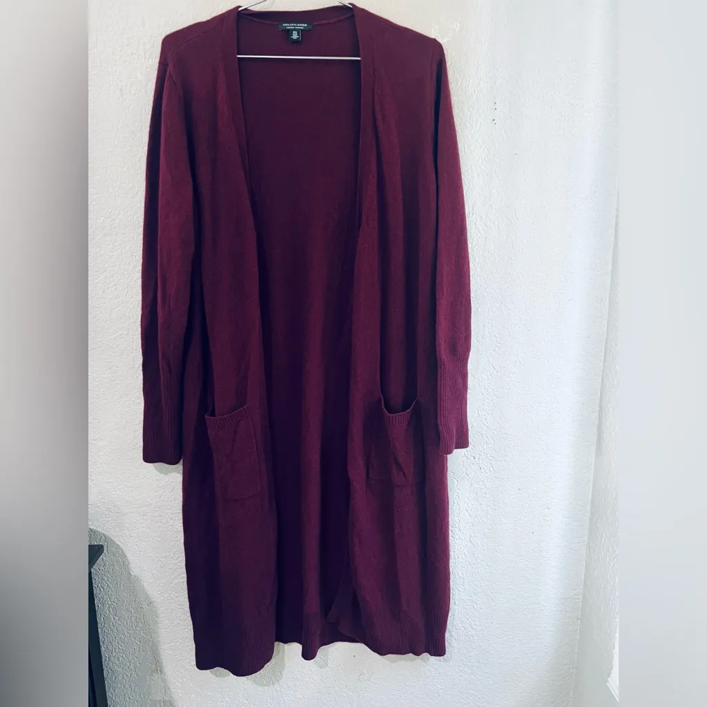 Saks Fifth Avenue burgundy Women’s 100% Cashmere Cardigan Sz XL So Soft! - Image 3
