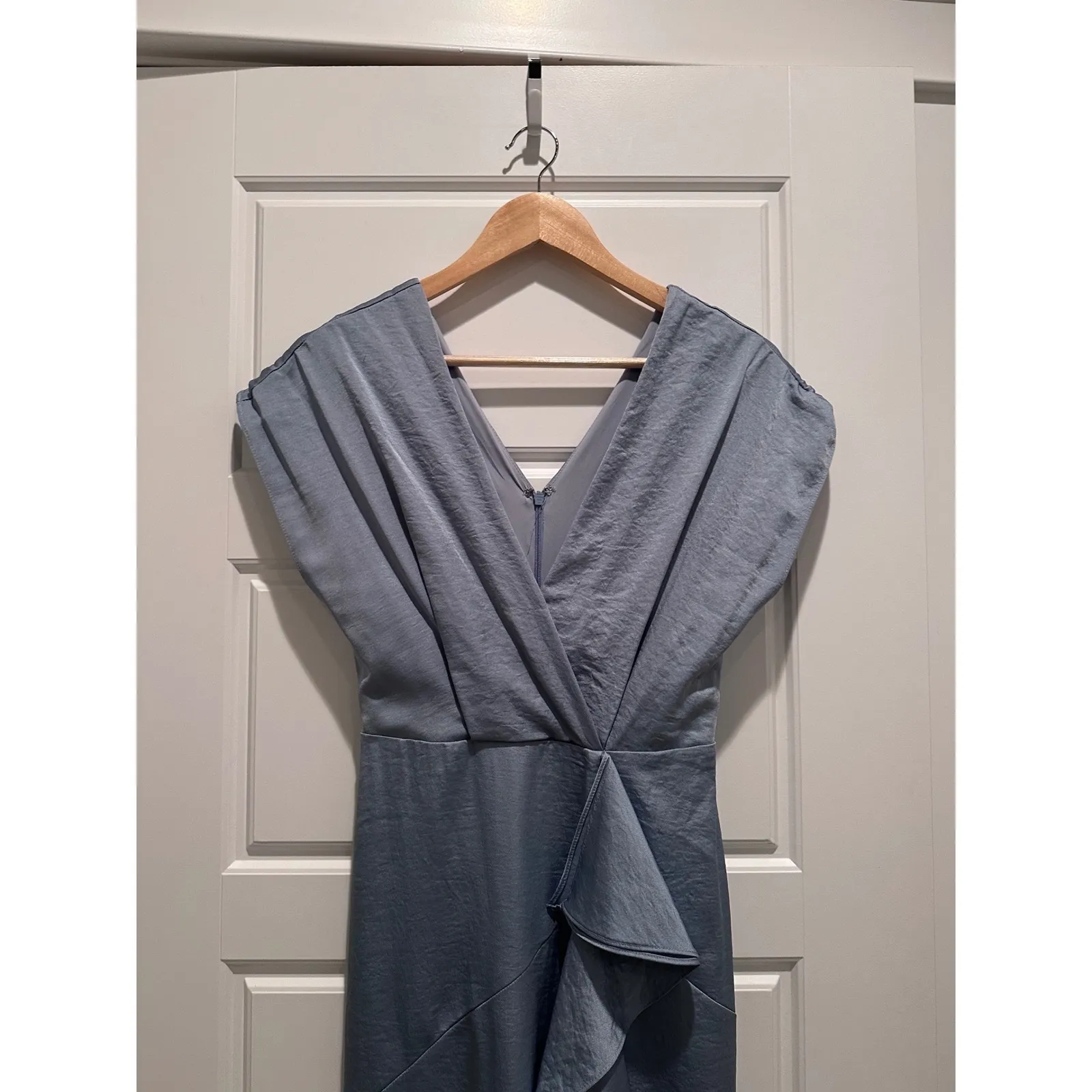 Harlyn Dusty Blue Ruffle Maxi Dress XS Formal Cocktail Bridesmaid - Image 5