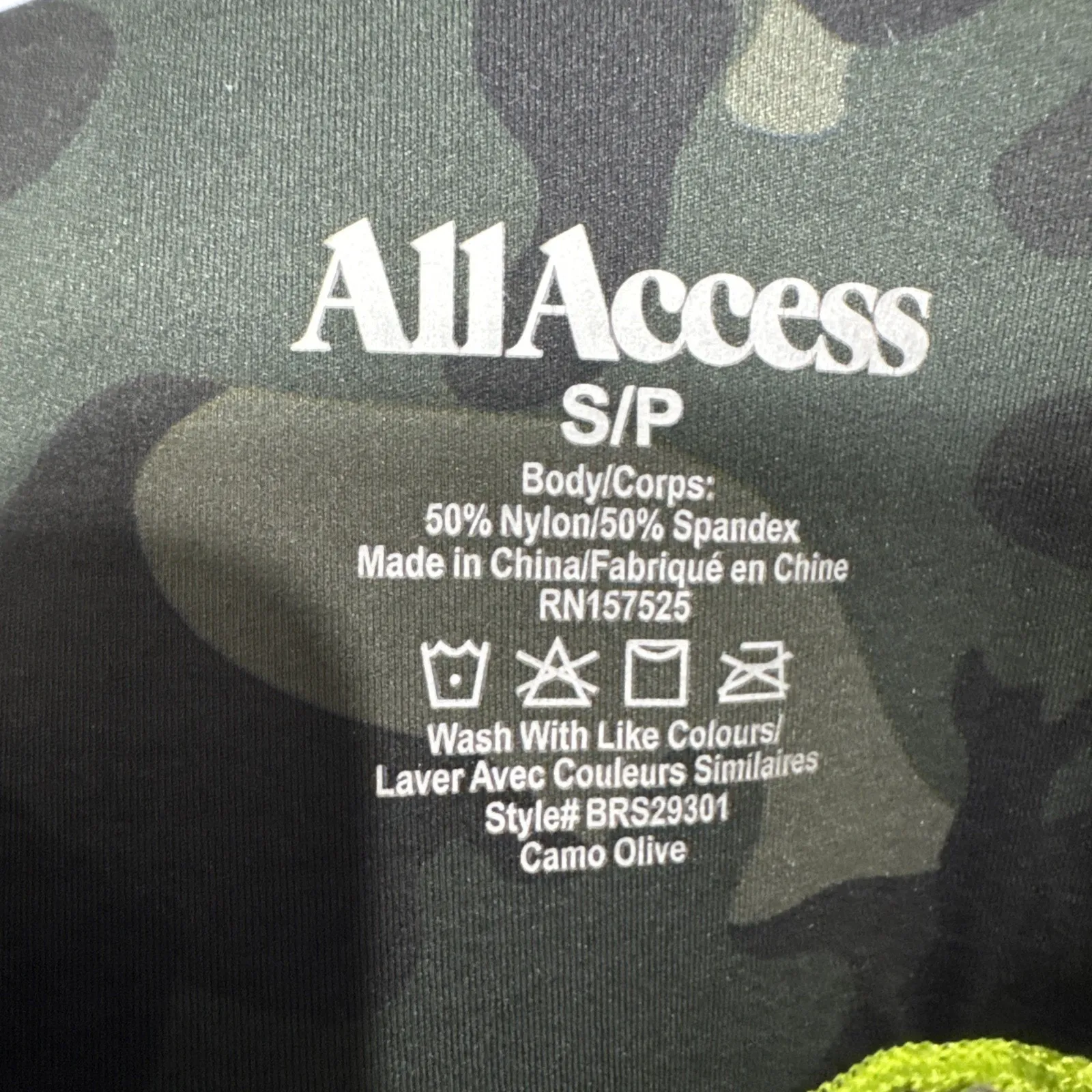 ALL ACCESS Womens High Waist Leggings size S Green Light Neon Stitching Camo - Image 4