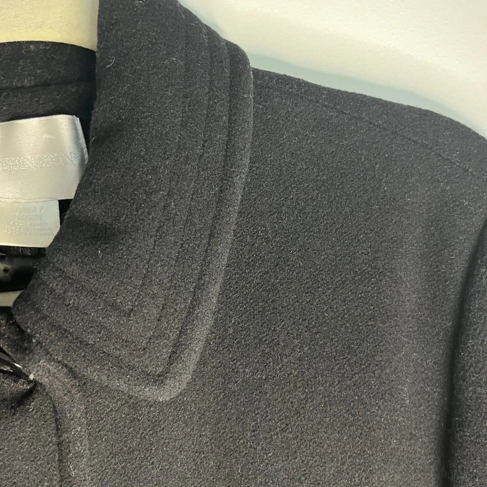 Worthington Long Black PeaCoat Wool Blend Lined Women's Size Large - Image 7