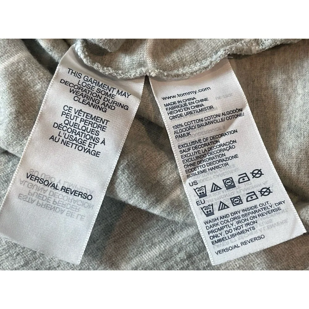 Tommy Hilfiger Y2K Grey Cotton Striped Pullover 3/4 Sleeve H Logo Top XL - Image 13