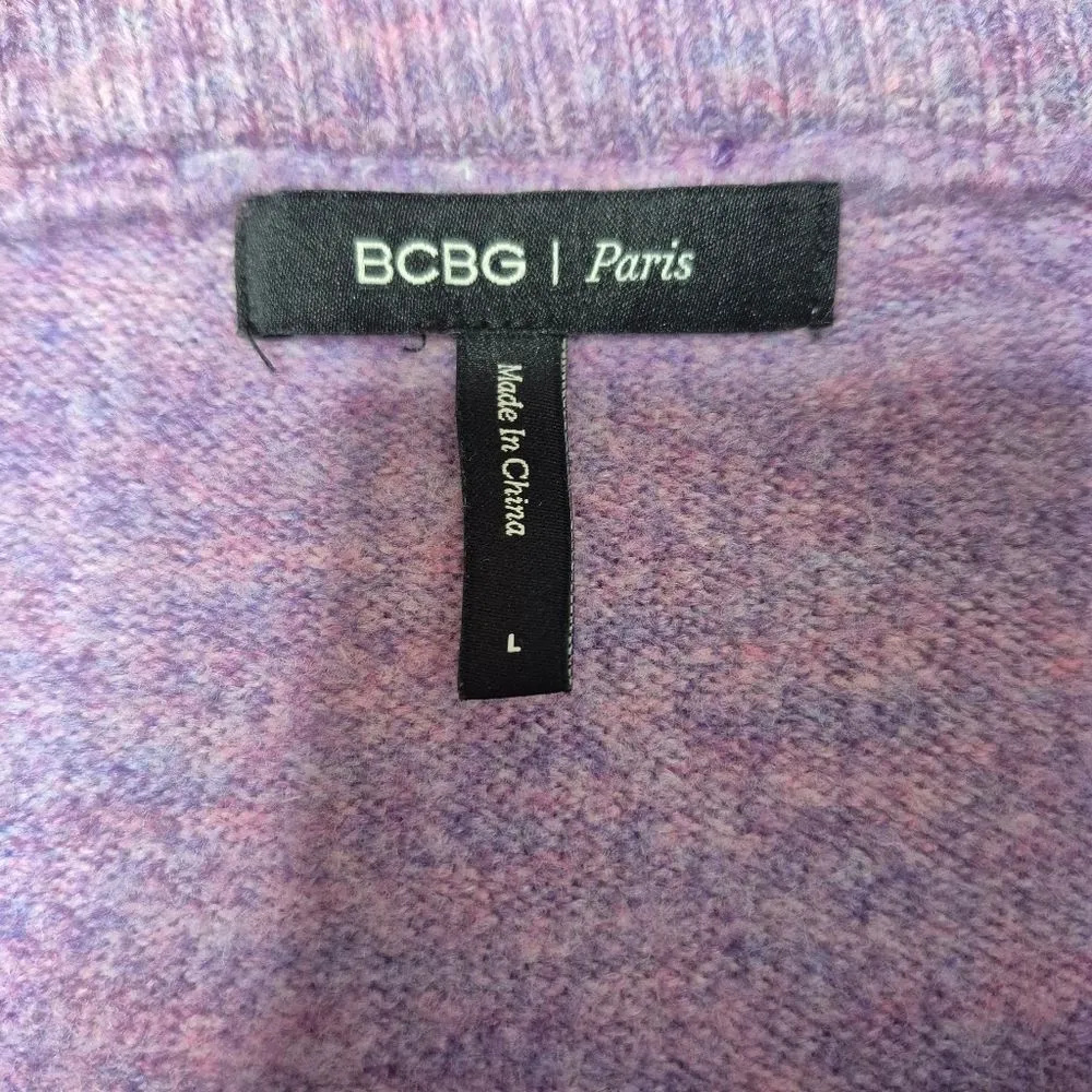 BCBG Paris Lavender Frost Knee Length Sweater Skirt with Ruffle Hem Size Large Purple - Image 4