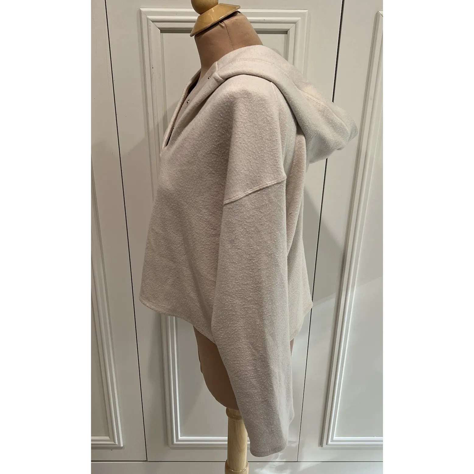 Splendid Collection‎ Ivory Tan Crop Pullover Hoodie Cozy Soft - Image 5