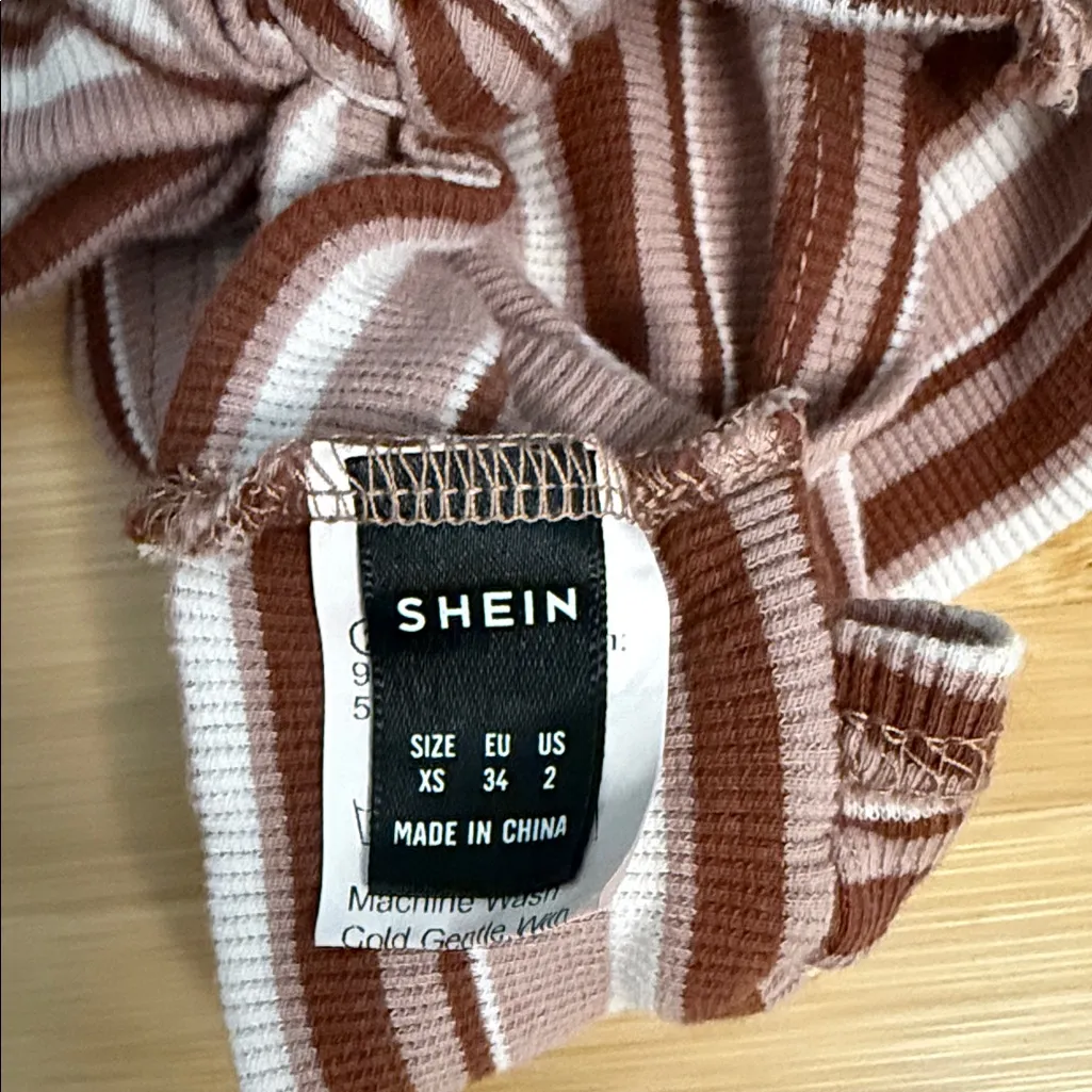 Shein Size Extra Small XS Women's Teen Girl Brown Striped Halter Top - Image 4