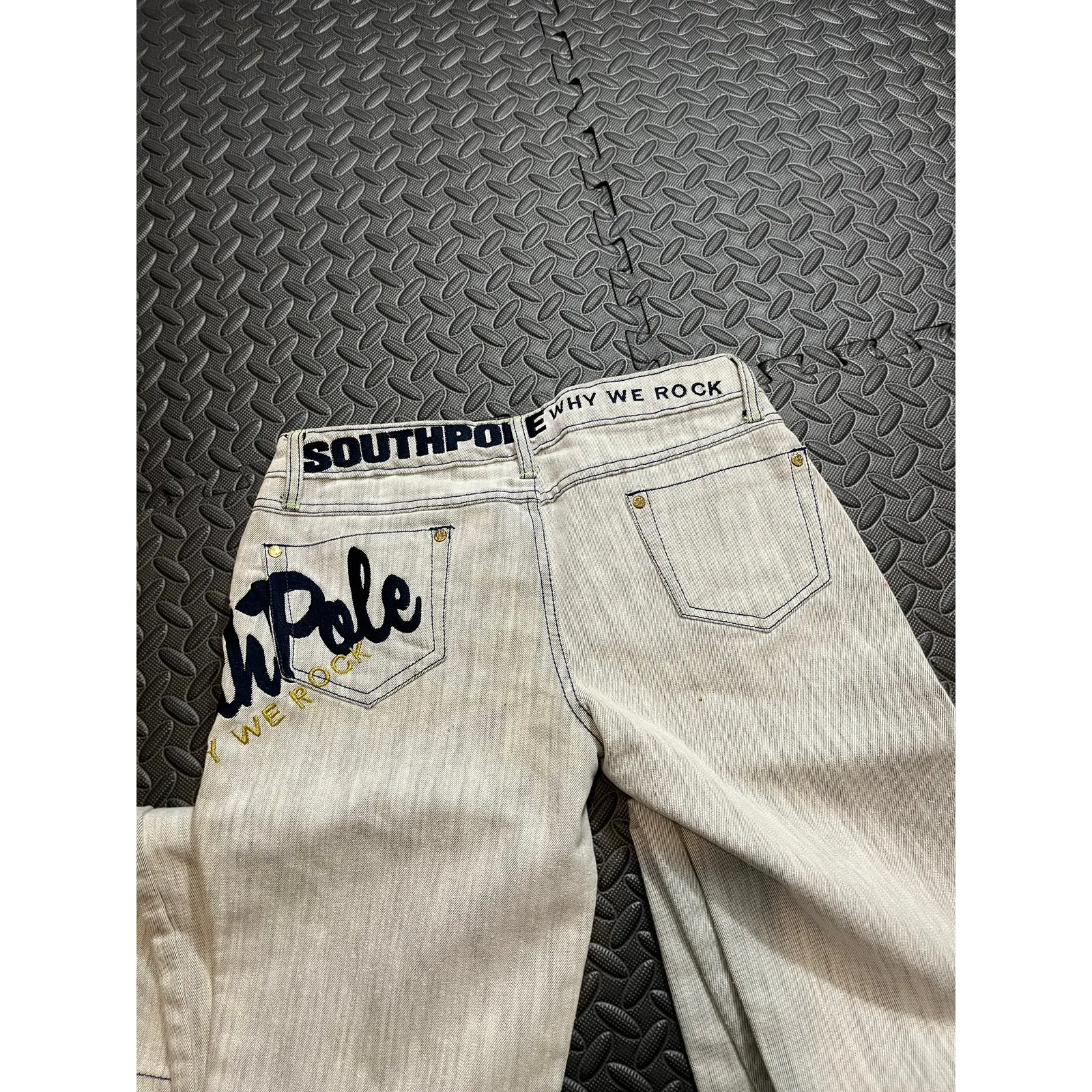 Vintage Y2K Womens SouthPole Jeans Why‎ We Rock Gray Denim Bootcut Flare 30 - Image 8