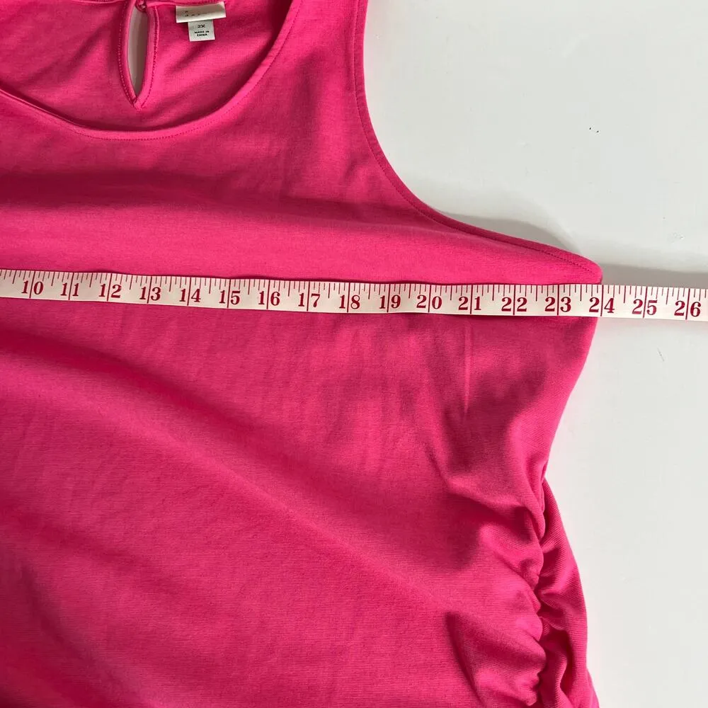 A New Day Midi Rouched Tank Dress Pink Plus Size 2X - Image 5